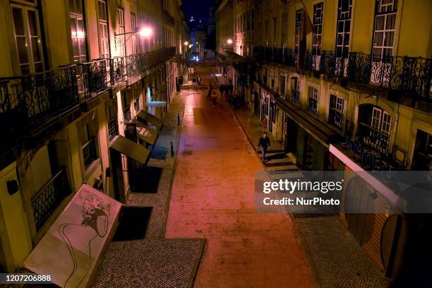 ''Rua Cor-de-Rosa'' is one of the most active sectors in entertainment and it looks desolate on March 14, 2020 in Lisbon, Portugal. After the...