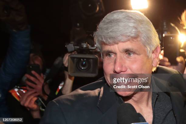 Former Illinois governor Rod Blagojevich arrives home from prison after his sentence was commuted by President Donald Trump on February 19, 2020 in...