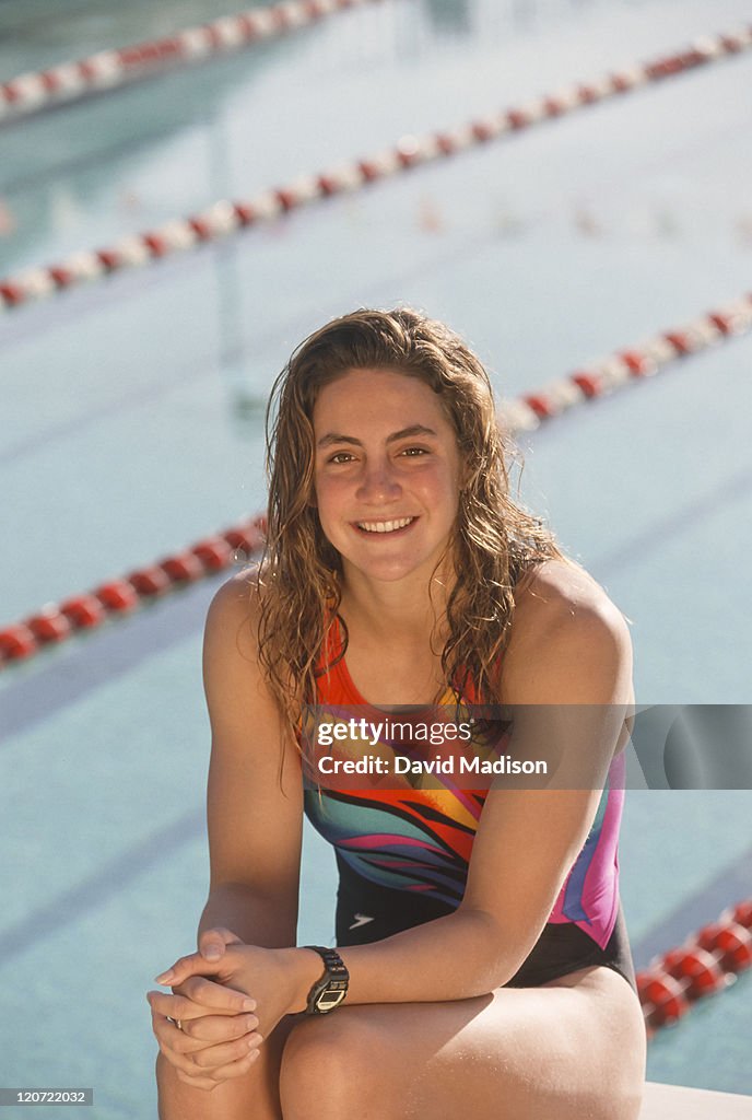 Summer Sanders of Stanford University poses for a portrait taken in