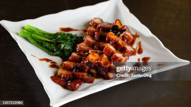 cha siu barbecue pork meat - char siu pork stock pictures, royalty-free photos & images