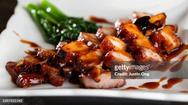 cha siu barbecue pork meat - char siu pork stock pictures, royalty-free photos & images