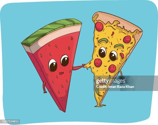 triangular food interaction - watermelon face stock illustrations