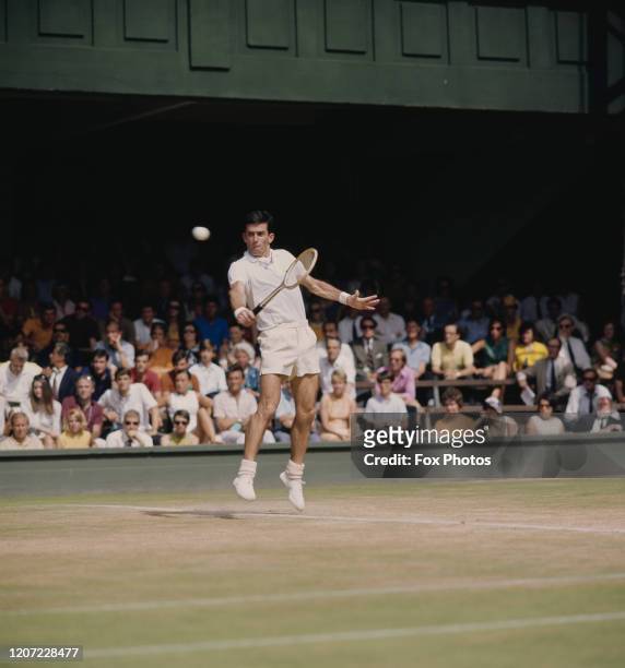 Australian professional tennis player Ken Rosewall in action during the 1968 Wimbledon Championships at the All England Club in Wimbledon, London,...