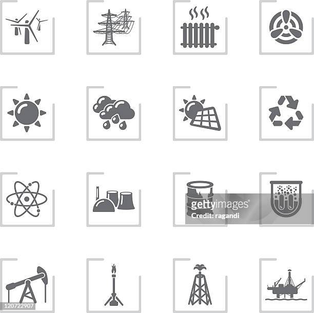 ökologie & energie icons/gerahmte grau - heizung stock-grafiken, -clipart, -cartoons und -symbole