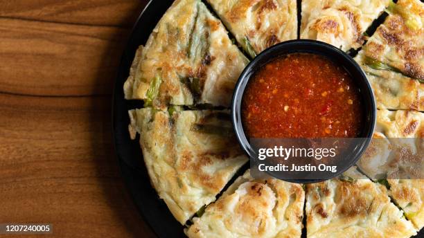 korean pancake buchimgae - korean food stock pictures, royalty-free photos & images