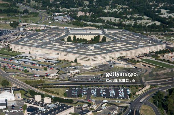 Aerial view of the Pentagon building.