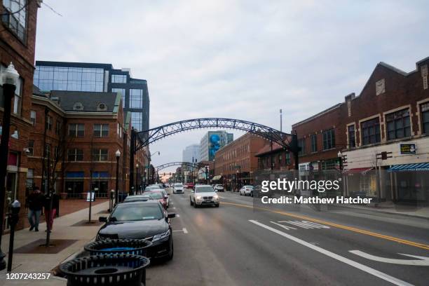 Restaurant patrons enjoy a meal on the last night of going out to eat in the Short North District on March 15, 2020 in Columbus, Ohio. Ohio Governor...