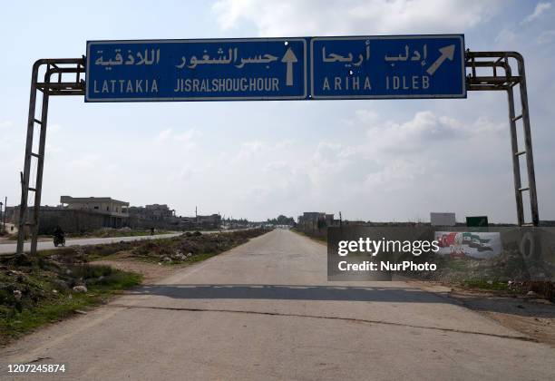 General view of the M4 highway, which links the northern Syrian provinces of Aleppo and Latakia on March 15, 2020.