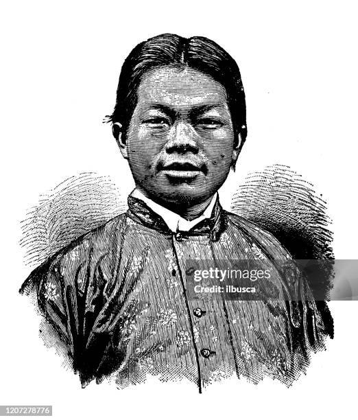 antique illustration: mongolian man - mongolian ethnicity stock illustrations