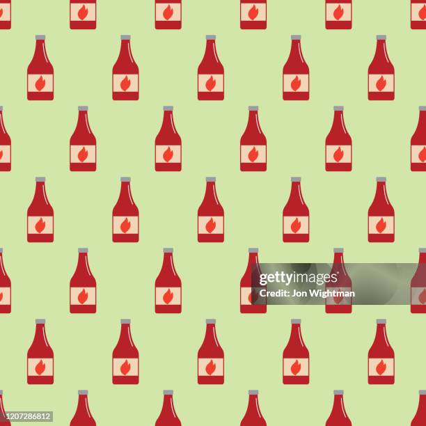 bbq seamless pattern - hot sauce stock illustrations