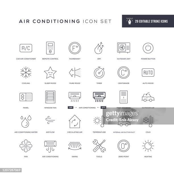 illustrations, cliparts, dessins animés et icônes de icônes de la ligne de course modifiable de climatisation - celsius
