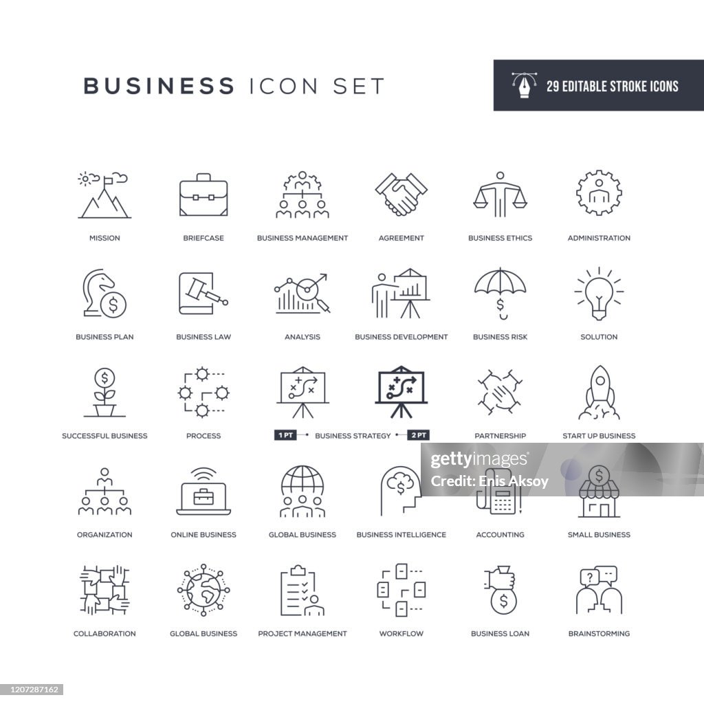 Business Ethics Editable Stroke Line Icons