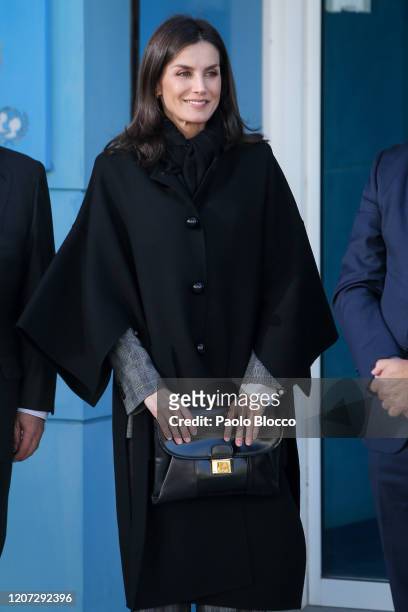 Queen Letizia Of Spain attends a meeting at UNICEF Headquarters on February 19, 2020 in Madrid, Spain.