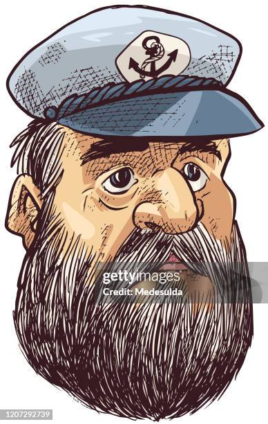 boat captain - sailing rough sea stock illustrations
