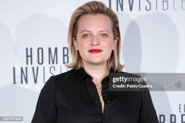 Actress Elisabeth Moss attends 'El Hombre Invisible' photocall at Villa Magna Hotel on February 19, 2020 in Madrid, Spain.