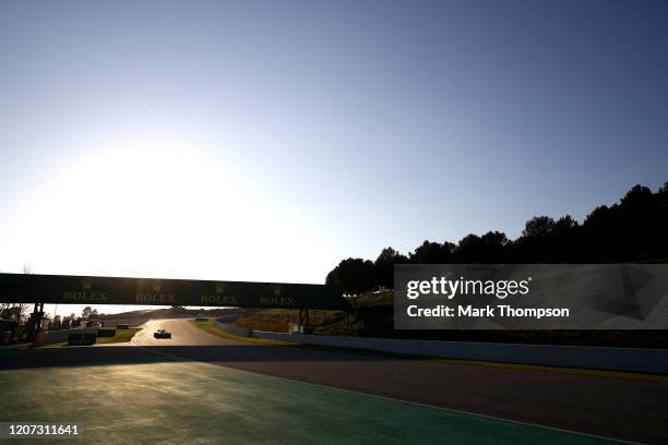 Max Verstappen of the Netherlands driving the Aston Martin Red Bull Racing RB16 on track during day one of Formula 1 Winter Testing at Circuit de...