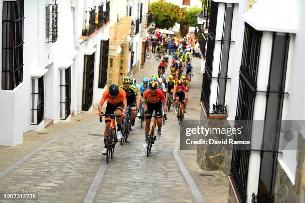 Txomin Juaristi of Spain and Team Fundación - Orbea / Brent Bookwalter of The United States and Team Mitchelton-Scott / Damiano Caruso of Italy Team...