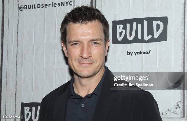 Actor Nathan Fillion attends the Build Series to discuss "The Rookie" at Build Studio on February 19, 2020 in New York City.