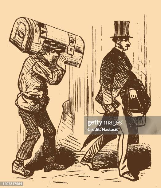 getting help by a luggage carrier - help carrying boxes stock illustrations