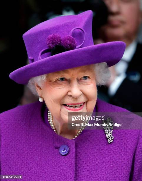 Queen Elizabeth II opens the new premises of the Royal National ENT and Eastman Dental Hospitals on February 19, 2020 in London, England. The new...