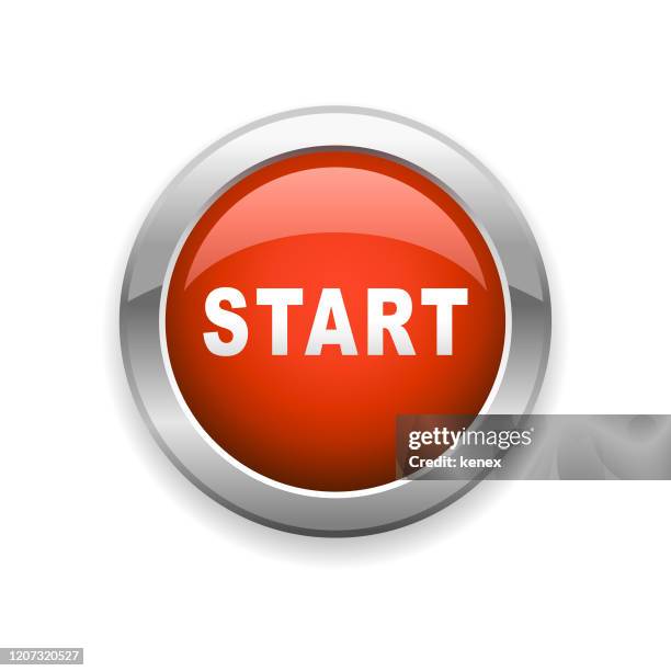 illustrazioni stock, clip art, cartoni animati e icone di tendenza di icona avvia glossy - pulsante di attivazione o disattivazione