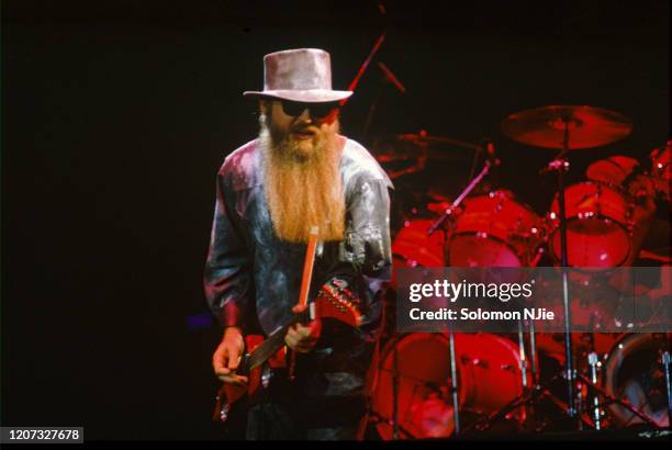 Billy Gibbons of ZZ Top at Wembley Arena during the Afterburner Tour, London 21 October 1986 . G_ 32.tif