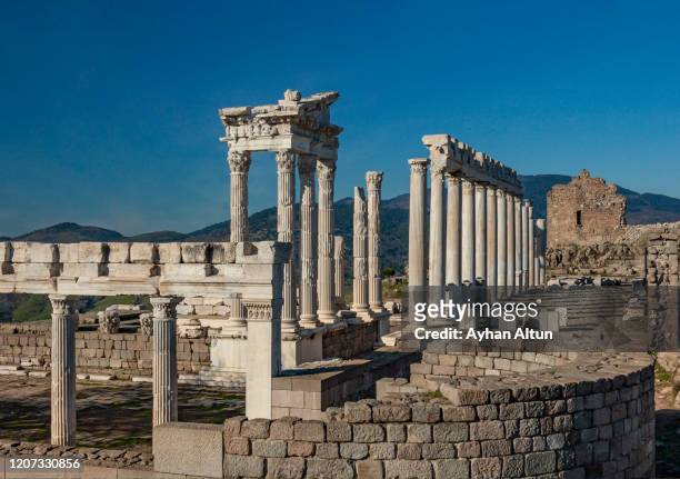the pergamon ancient greek city in bergama district of izmir, turkey. - pergamon stock-fotos und bilder