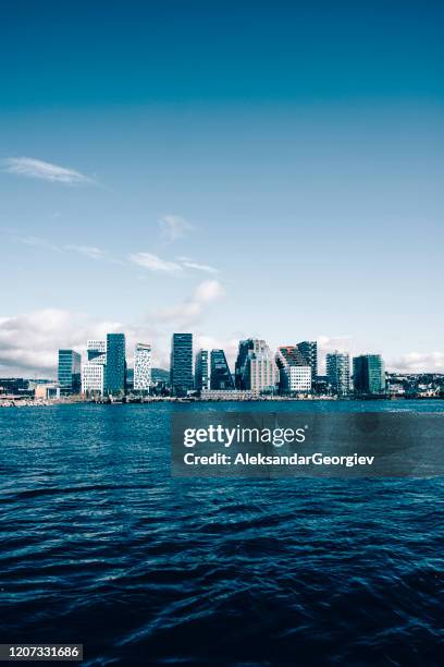 uitzicht op zee van oslo, noorwegen - oslo stockfoto's en -beelden