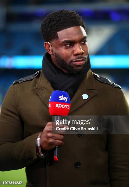 Former footballer Micah Richards prior to the Premier League match between Manchester City and West Ham United at Etihad Stadium on February 19, 2020...