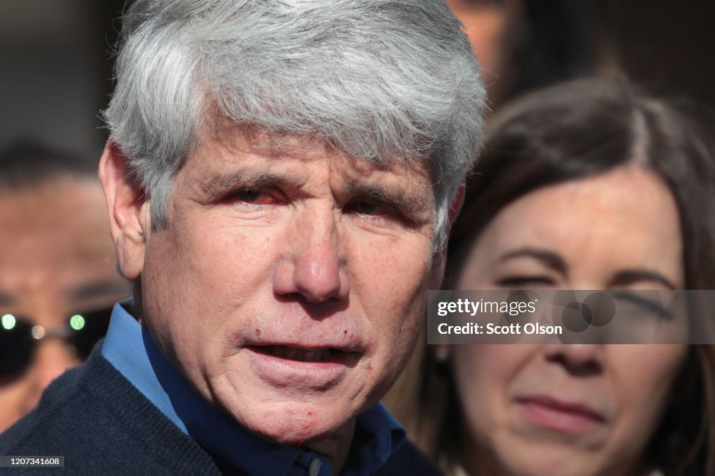 Former Illinois Gov. Rod Blagojevich Speaks To Media Outside His Home, Day After President Trump Commuted His Prison Sentence