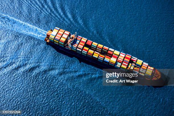 container ship at sea - shipyard stock pictures, royalty-free photos & images