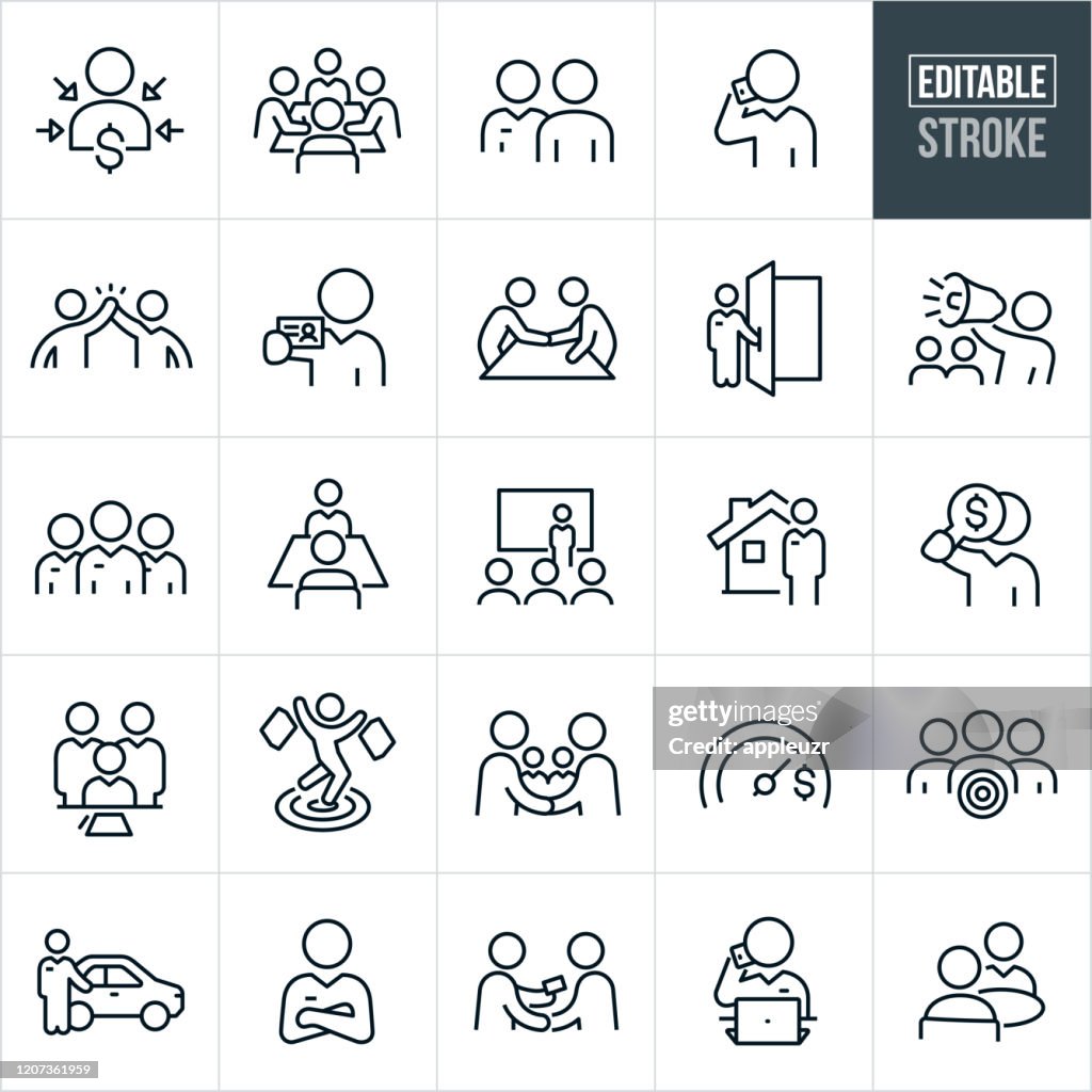 Sales Thin Line Icons - AVC Modifiable