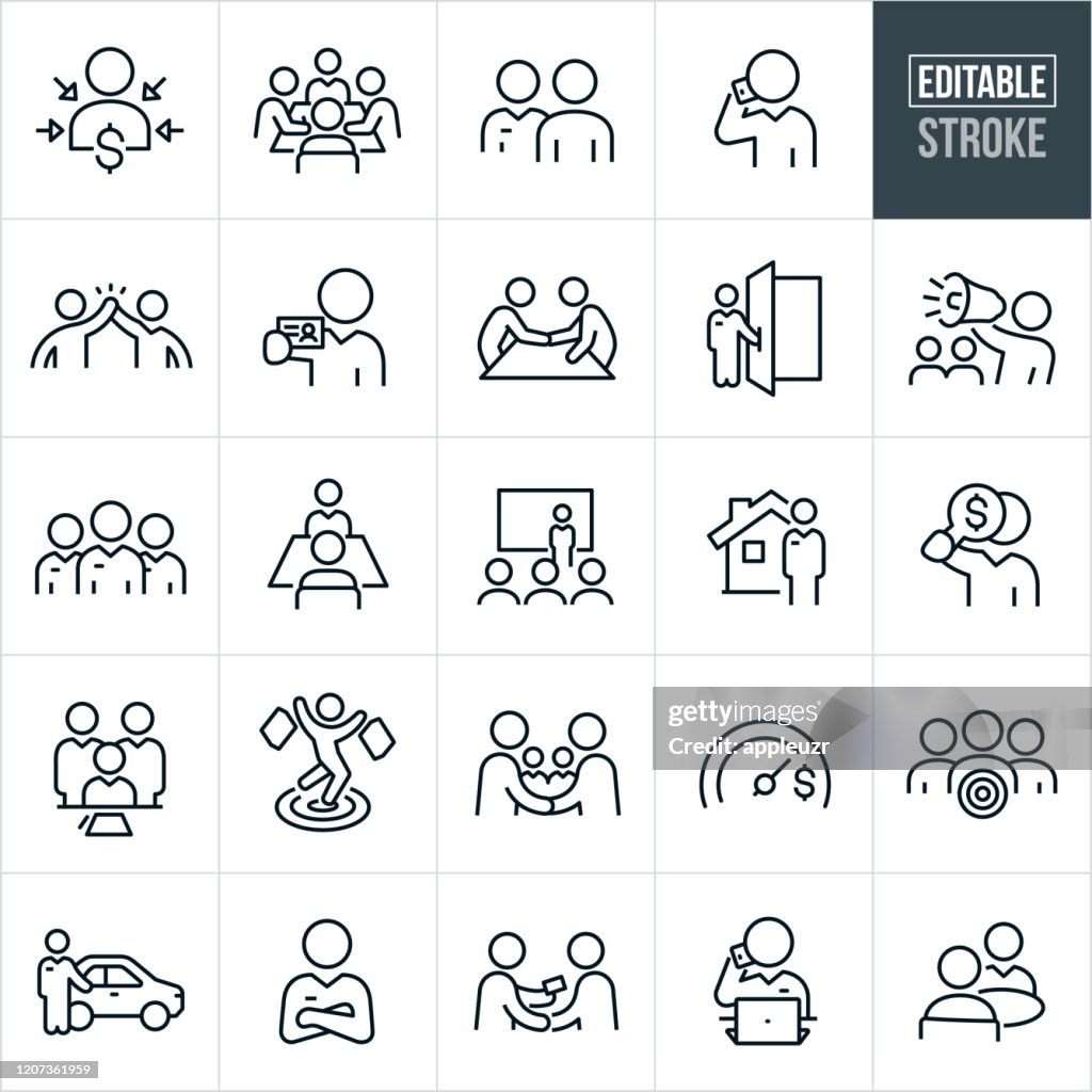 Sales Thin Line Icons - Editable Stroke