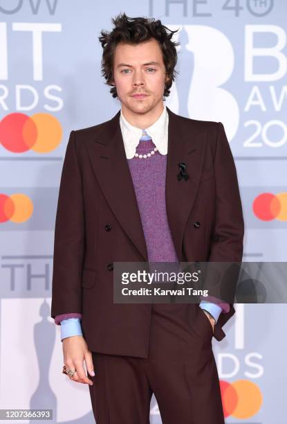 Harry Styles attends The BRIT Awards 2020 at The O2 Arena on February 18, 2020 in London, England.