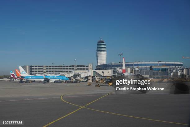Airport Vienna on MARCH 16, 2020 in Vienna, Austria.
