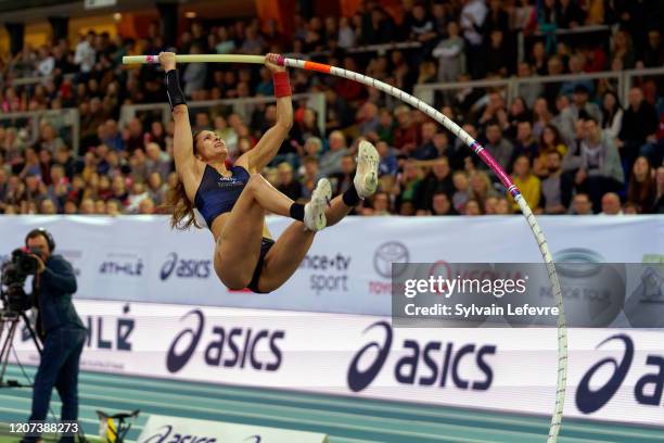 Angelica Bengtsson of Sweden competes during the Women's Pole Vault Final during the World Athletics Indoor Tour In Lievin on February 19, 2020 in...