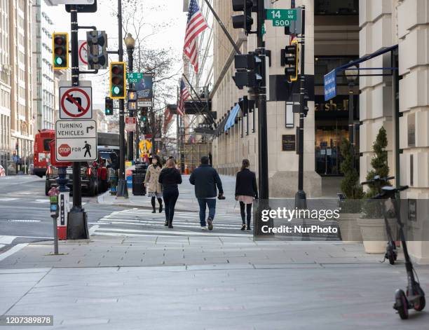 Few people are seen on Monday morning due to the Coronavirus restrictions. Normally a busy transportation and commuter hub, during rush hour in...