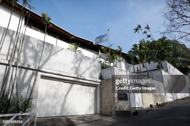 Residence Hall of the Embassy of the Republic of Argentina in the city of Caracas on March 16, 2020 in Caracas, Venezuela. The head of Argentine...