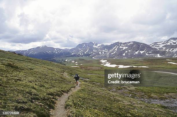 backpacker in alaska - klondike gold rush national historic park stock pictures, royalty-free photos & images