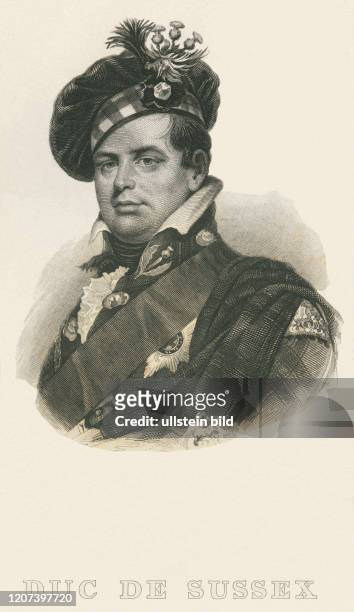 Europe, Great Britain, London, Prince Augustus Frederick 1. Duke of Sussex, steel engraving, after a painting of W. Beechey ? , 1830th ? .