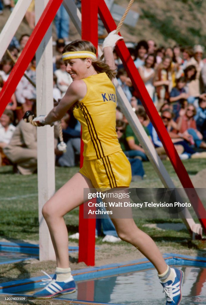 Karen Grassle competing in the track and field competition on the ABC... News Photo - Getty Images