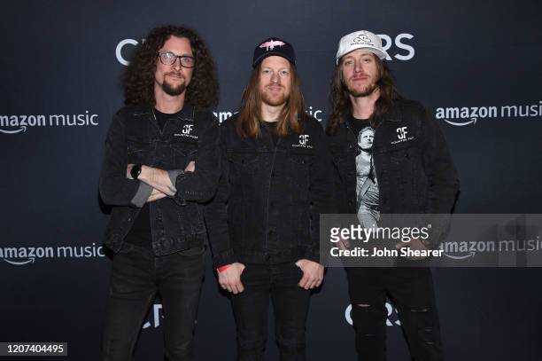 Kelby Ray, Neil Mason and Jaren Johnston of musical group The Cadillac Three attend Country Heat for CRS 2020 at Omni Hotel on February 19, 2020 in...