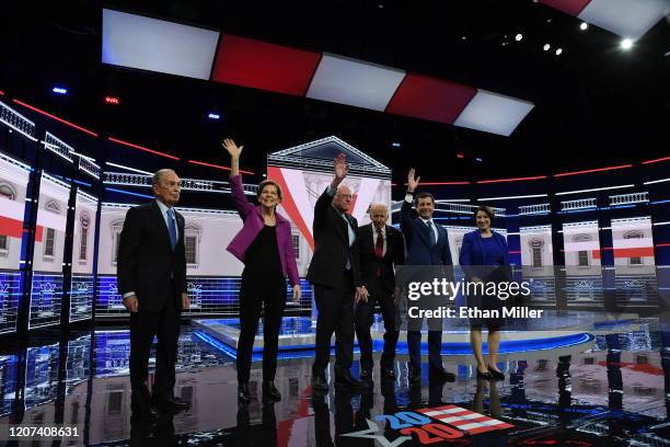 Democratic presidential candidates former New York City Mayor Mike Bloomberg, Sen. Elizabeth Warren , Sen. Bernie Sanders , former Vice President Joe...