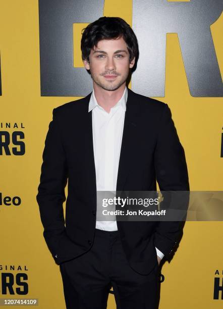 Logan Lerman attends the premiere of Amazon Prime Video's "Hunters" at DGA Theater on February 19, 2020 in Los Angeles, California.