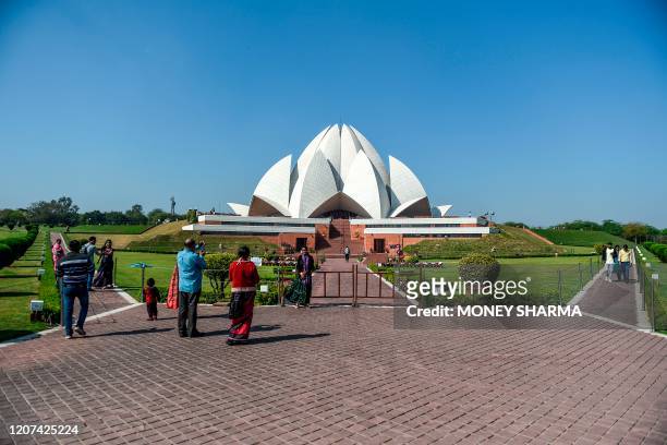 General view shows the Lotus Temple with less visitors amid concerns over the spread of COVID-19 novel coronavirus, in New Delhi on March 17, 2020.