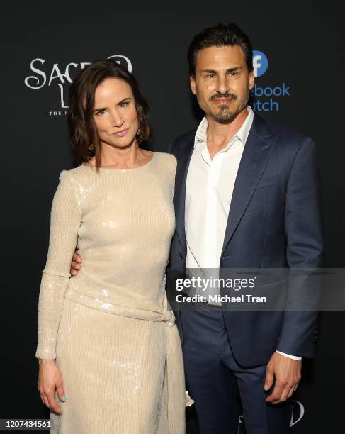 Juliette Lewis and Brad Wilk attend the Los Angeles premiere of Facebook Watch's "Sacred Lies: The Singing Bones" held at The Hollywood Roosevelt...