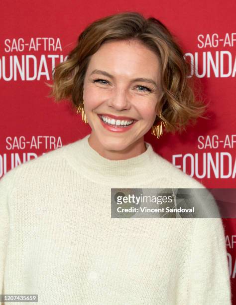 Actress Eloise Mumford attends SAG-AFTRA Foundation Conversations presents "Standing Up, Falling Down" at SAG-AFTRA Foundation Screening Room on...