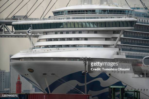 The quarantined Diamond Princess cruise ship sits docked at the Daikoku Pier on February 20, 2020 in Yokohama, Japan. Passengers who have tested...