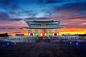 Gyeongbokgung palace at twilight in Seoul, South Korea.