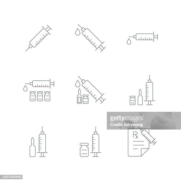 syringe injection icon - vial stock illustrations